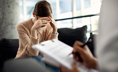 depressed-woman-having-psychotherapy-session-doctor-s-office 1 - Houston Wellness & Injury Clinic Houston Wellness & Injury Clinic | Conditions
